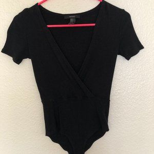 Forever 21 Black Short Sleeve Bodysuit Size Small